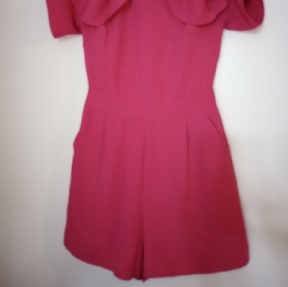 Hot Pink Shorts Romper w/Pockets - Picture 3 of 9